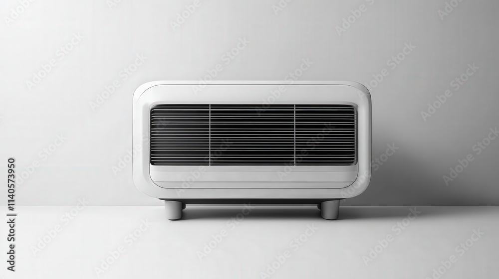 Sleek modern air purifier against minimalist white background Sleek modern air purifier against minimalist white background