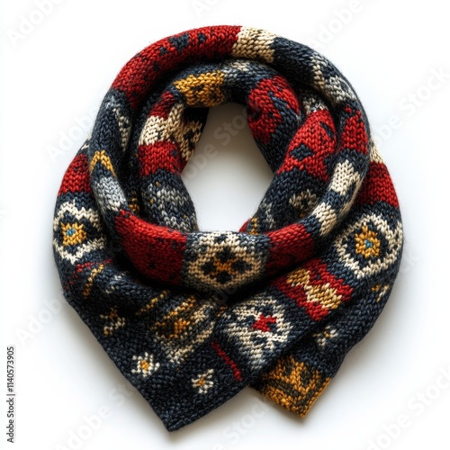 Cozy knitted scarf with floral design in warm colors for winter wear