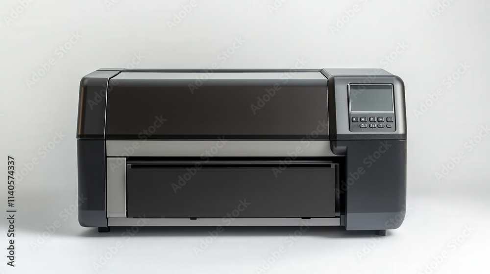 Sleek modern printer with digital control panel on white background Sleek modern printer with digital control panel on white background