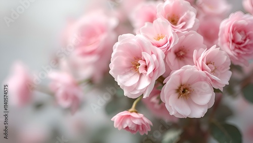 Soft pink flowers evoke a peaceful and romantic ambiance, ideal for dainty and feminine concepts