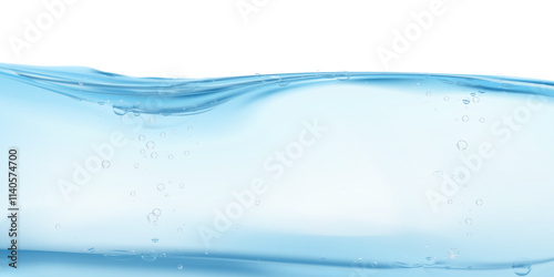 Background Water Wave texture with Air Bubbles Floating with Copy Space for Cosmetic Product Banner,Vector Illustration Freshness Pure Blue Water Splashing on White Background