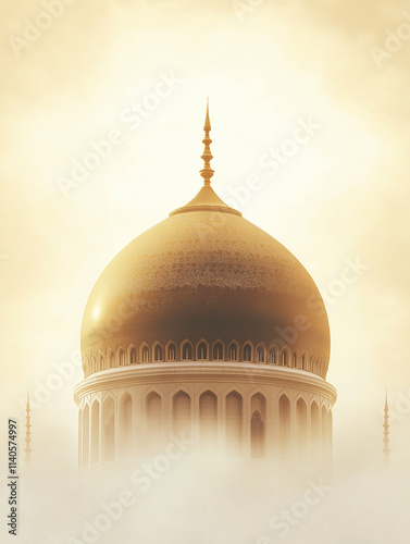 Golden Dome Mosque in Fog