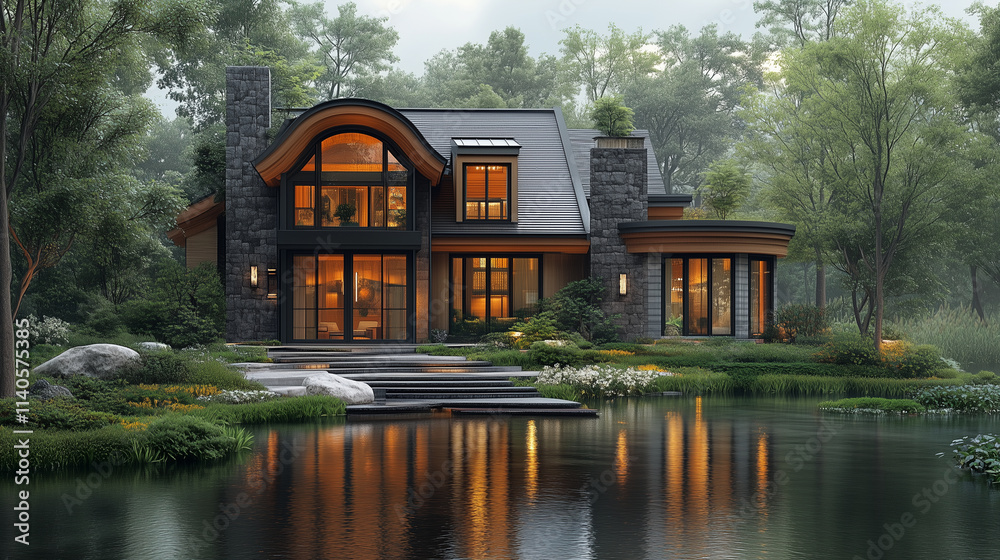 A beautiful house in the forest A beautiful house in the forest