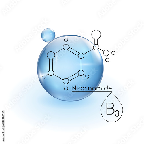 Niacinamide line icon. Vitamin B3 skincare pictogram.