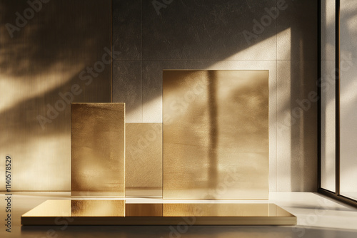 Gold Podium Display. Minimalist Product Presentation