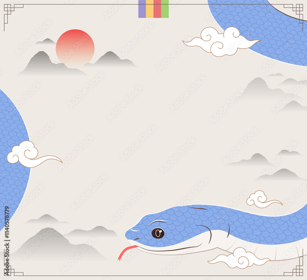 Naklejka premium Year of the Blue Snake concept illustration background