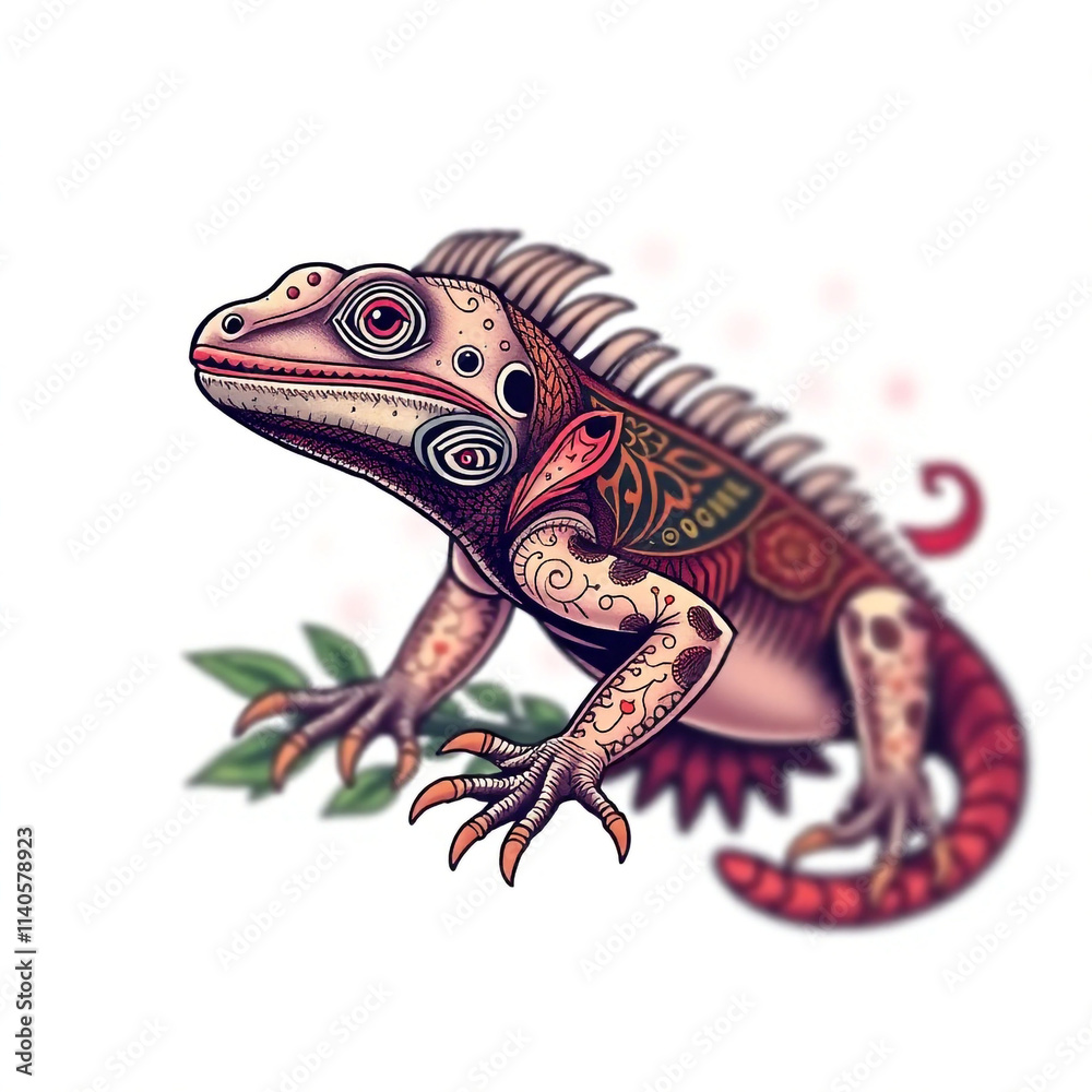 Obraz premium Beautiful iguana Clipart, isolated on a white background, iguana Generative AI.