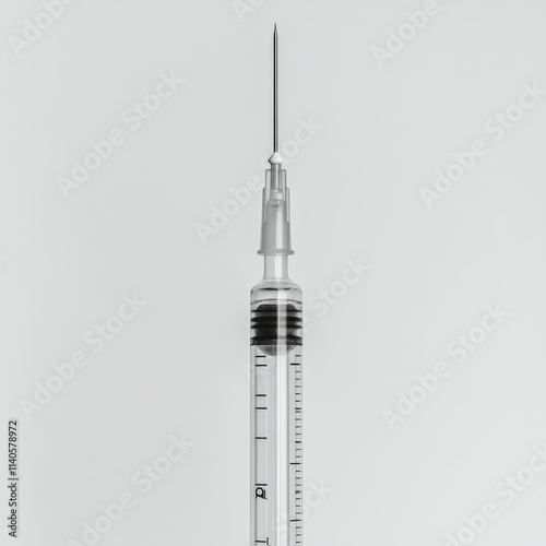 Syringe with needle on a plain background highlighting its design and function