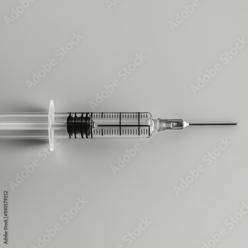 Syringe with needle on a plain background highlighting its design and function