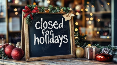 a sign that says closed for holidays on a table photo