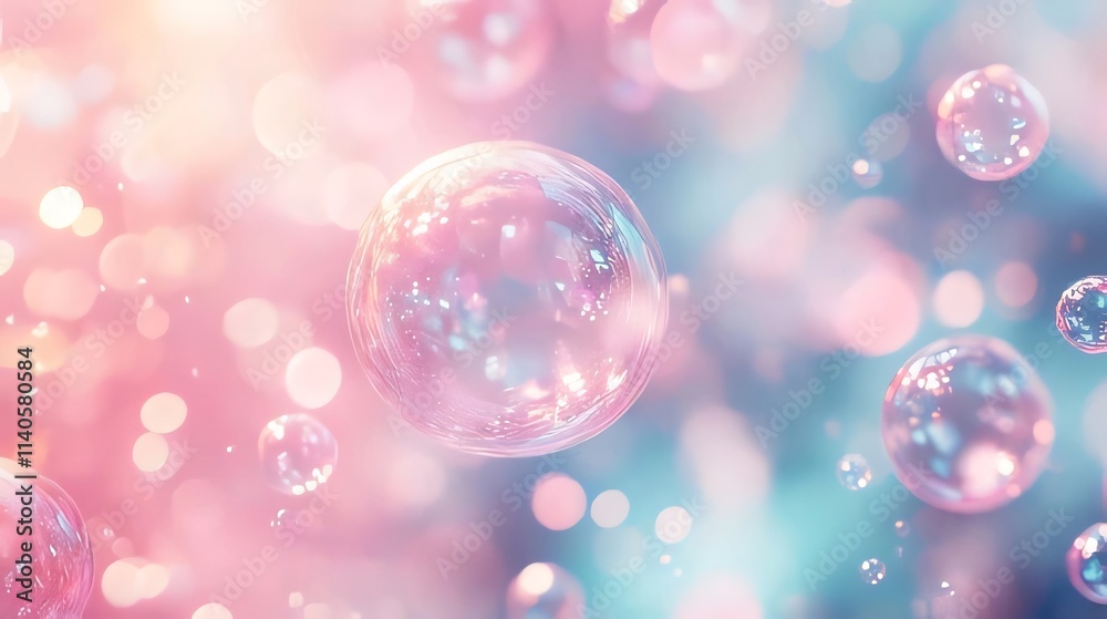 Pastel-colored bubbles floating in soft light. Pastel-colored bubbles floating in soft light.