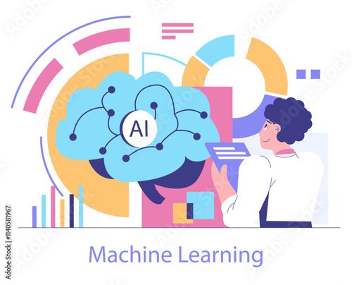 Data Science. Flat Vector Illustration