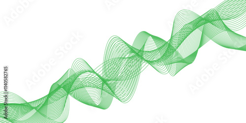 Abstract vector background with green wavy lines. green wave background. Design element for technology, science, modern concept. Wave lines motion vector design