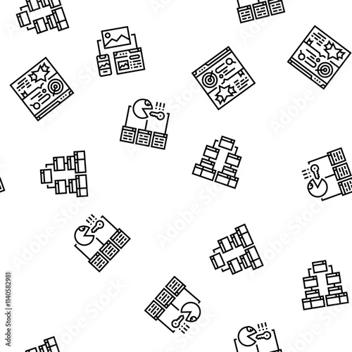 seo market rank search vector seamless pattern thin line illustration