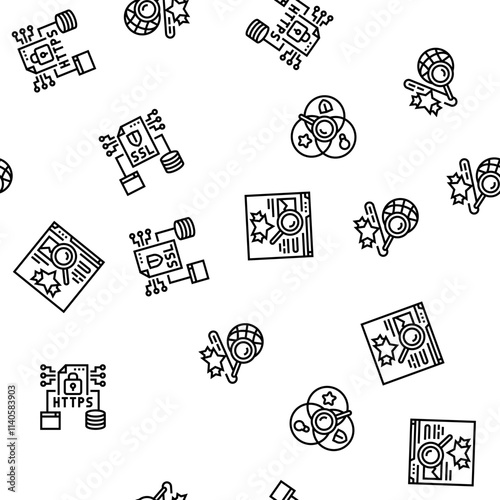 seo market rank search vector seamless pattern thin line illustration