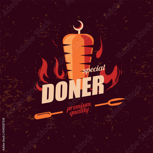 doner kebab emblem template, stylized vector symbo