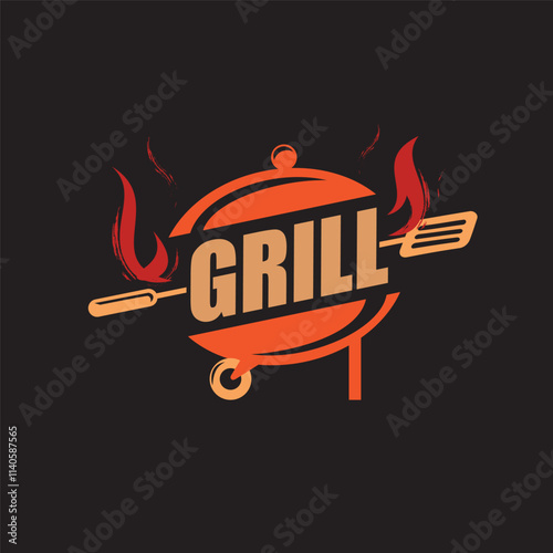 grill and BBQ stylized logo template