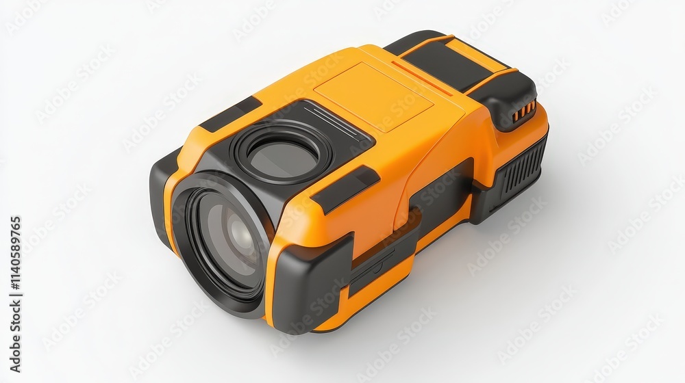 Compact orange and black modern projector on white background Compact orange and black modern projector on white background