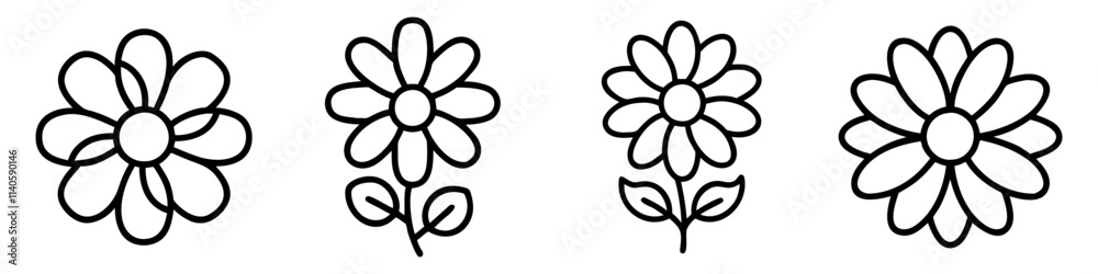 daisy icon, flower line art, flower icon - Minimalistic black outline illustration of daisy flower, perfect for icons, logos, and floral-themed designs.
daisy icon, flower line art, flower icon - Minimalistic black outline illustration of daisy flower, perfect for icons, logos, and floral-themed designs.