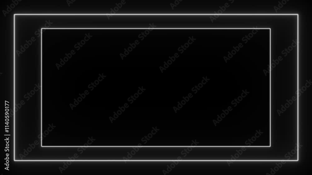 Neon lines frame animation. Rectangular frame with moving line.abstract glowing neon rectangle border frame in the shape rectangle glowing. ultraviolet light 4k glowing line Abstract background