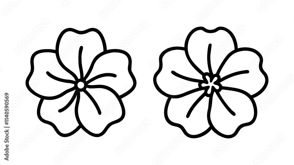 Fototapeta premium nasturtium icon, flower line art, flower icon - Minimalistic black outline illustration of nasturtium flower, perfect for icons, logos, and floral-themed designs.