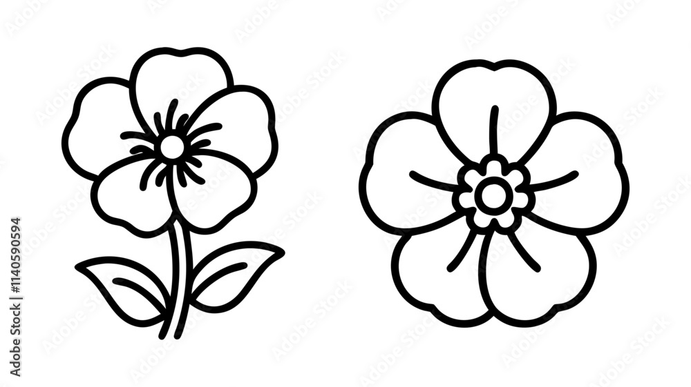 pansy icon, flower line art, flower icon - Minimalistic black outline illustration of pansy flower, perfect for icons, logos, and floral-themed designs.
pansy icon, flower line art, flower icon - Minimalistic black outline illustration of pansy flower, perfect for icons, logos, and floral-themed designs.