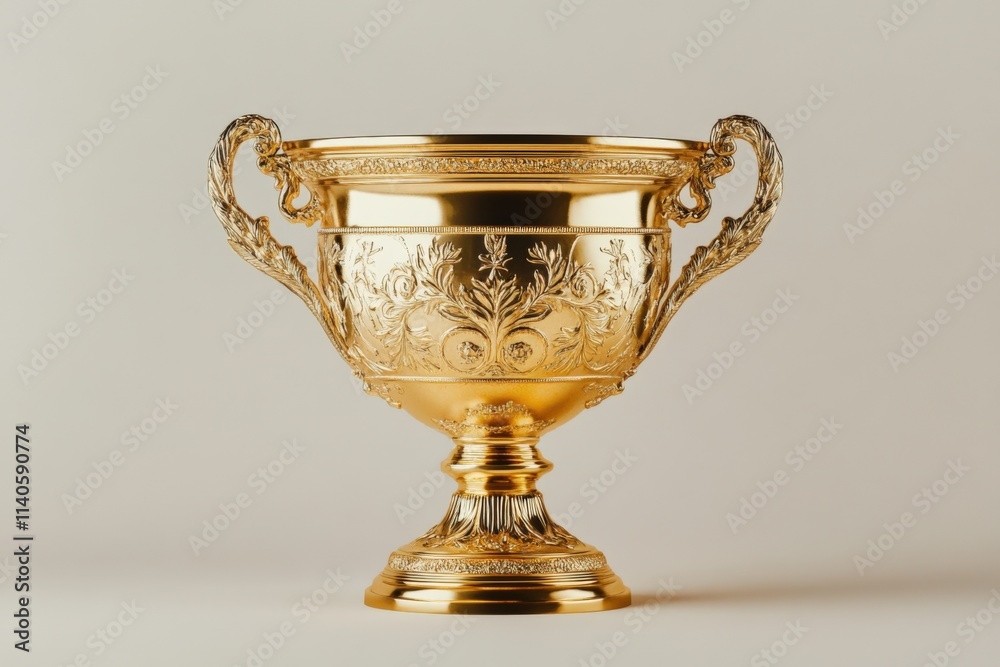 a golden trophy on a neutral background a golden trophy on a neutral background