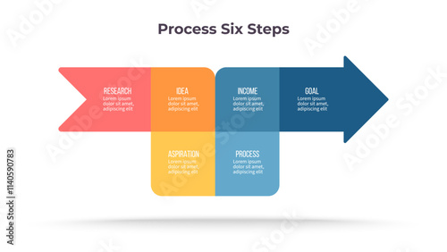 Business infographic template. Process chart with 6 options, steps. Vector chart.