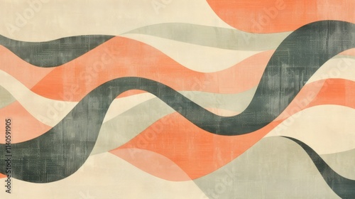 Colorful abstract waves create a dynamic visual effect with smooth curves and warm tones in a modern design