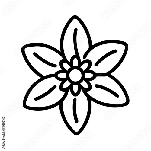 anemopsis yerba mansa icon, flower line art, flower icon - Minimalistic black outline illustration of anemopsis yerba mansa flower, perfect for icons, logos, and floral-themed designs.

