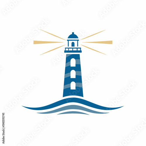 Lighthouse Beacon Vector Logo Design.