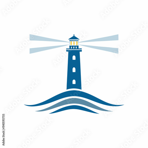 Lighthouse Beacon Vector Logo Design.