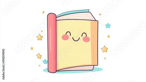 Happy Cartoon Style Book with Cute Face