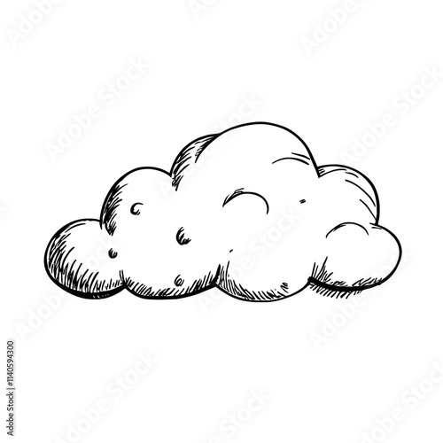 Cloud illustration drifting in white space, creativity and inspiration