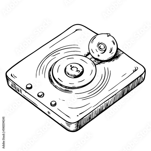 Hydrogen fuel cell sketch icon on white background, future technology
