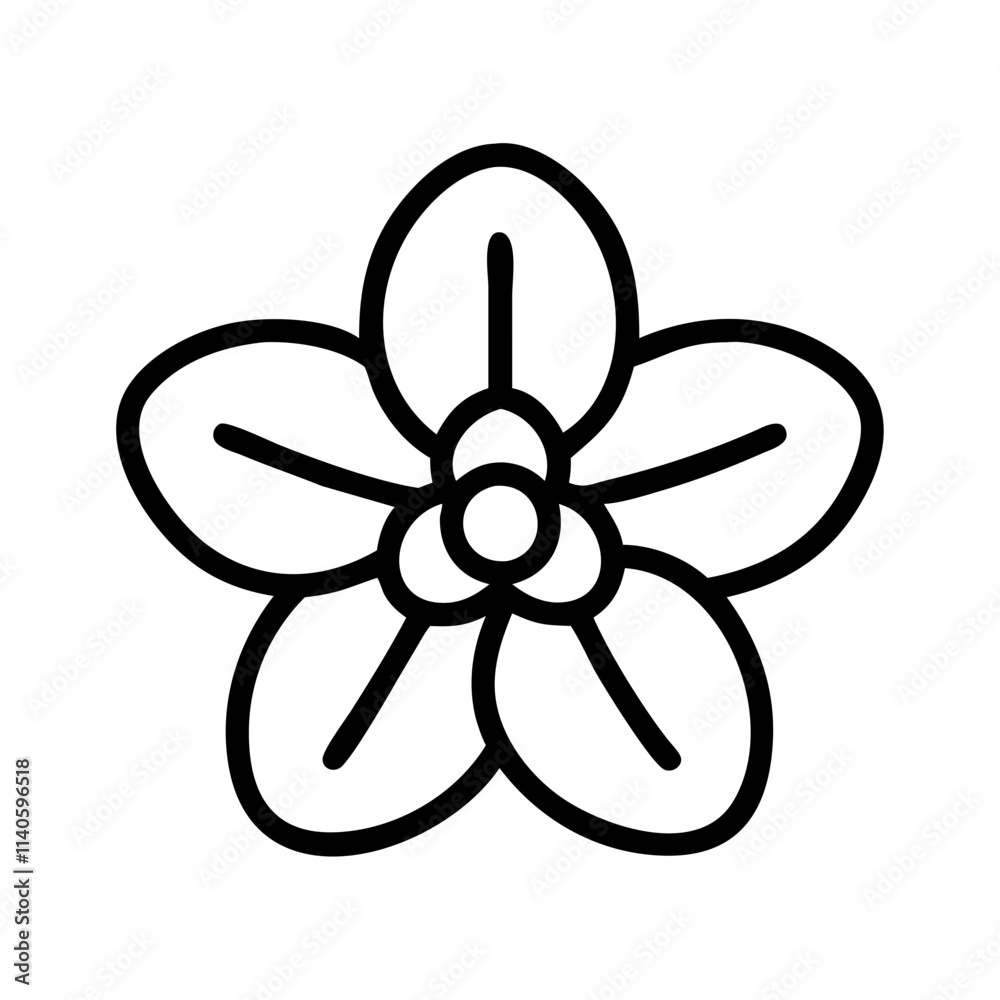 Obraz premium forget me not icon, flower line art, flower icon - Minimalistic black outline illustration of forget me not flower, perfect for icons, logos, and floral-themed designs.
