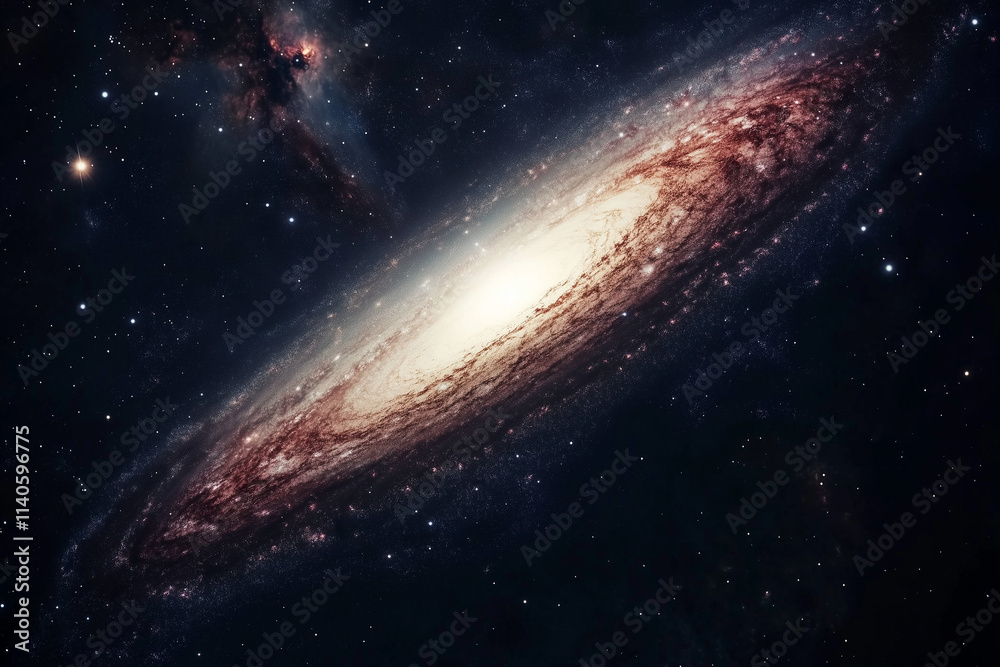 The Andromeda galaxy as seen from Earth. The long exposure time created star trails, and professional color grading was used to high The Andromeda galaxy as seen from Earth. The long exposure time created star trails, and professional color grading was used to high