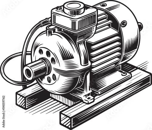 water pump motor line art, vector