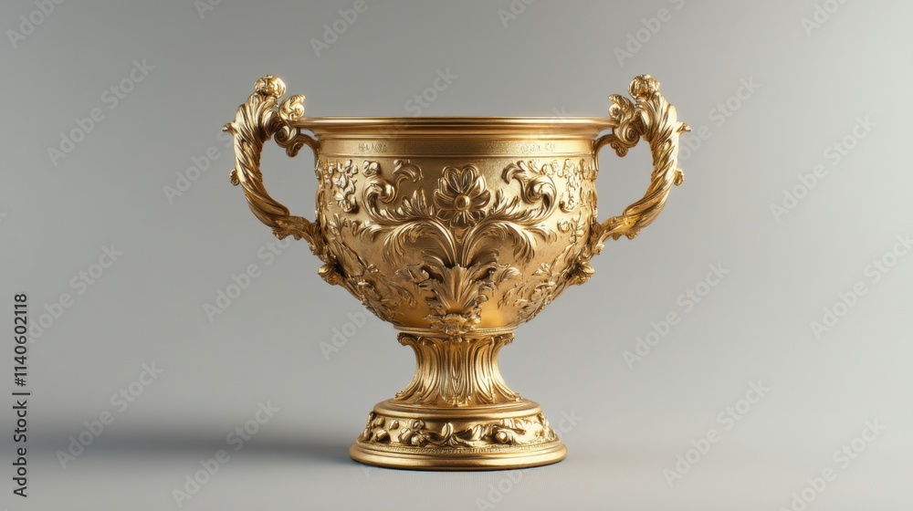gold trophy on a gray background gold trophy on a gray background