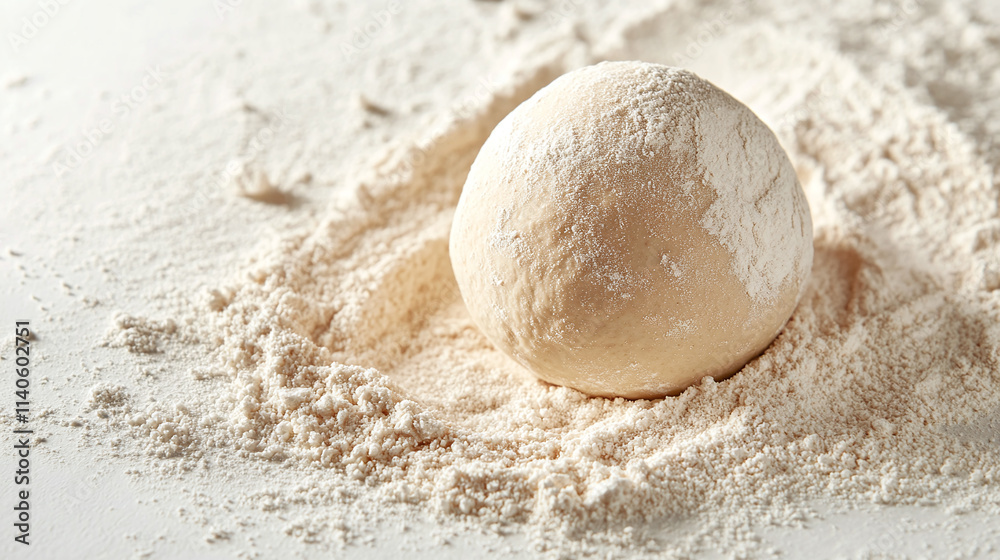 Raw dough ball isolated on white background, uncooked bread or pastry ingredient with flour dusting, homemade baking preparation showcasing traditional culinary process and fresh bakery recipe. Raw dough ball isolated on white background, uncooked bread or pastry ingredient with flour dusting, homemade baking preparation showcasing traditional culinary process and fresh bakery recipe.