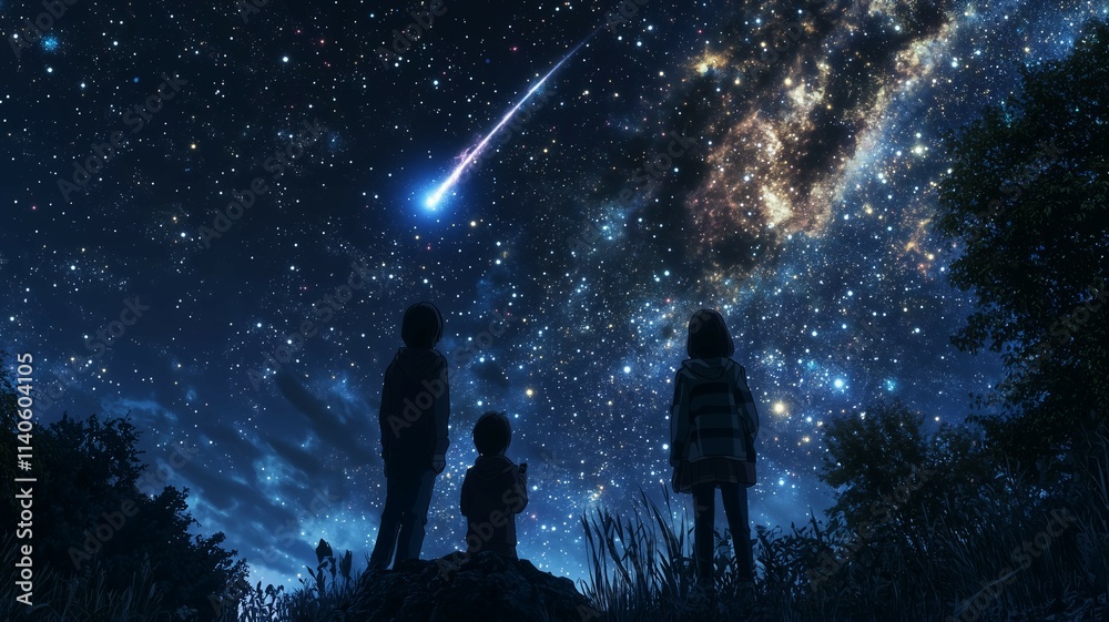 Fototapeta premium 流れ星を見る人