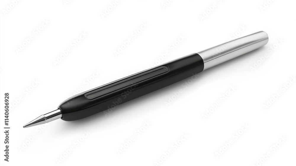 Sleek black and silver pen on white background Sleek black and silver pen on white background