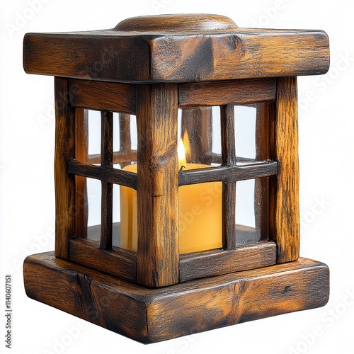 Vintage lantern with a lit candle inside, displaying rustic charm and warm light