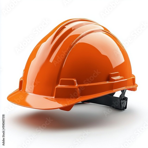 Bright orange hard hat resting on a surface ready for use at a construction site
