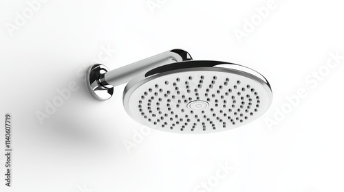 Modern chrome shower head with water-saving design and minimalist style photo