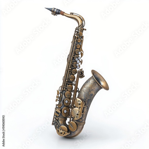 Vintage saxophone with intricate design and detailed craftsmanship showcased ...