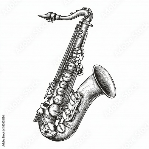 Vintage saxophone with intricate design and detailed craftsmanship showcased ...