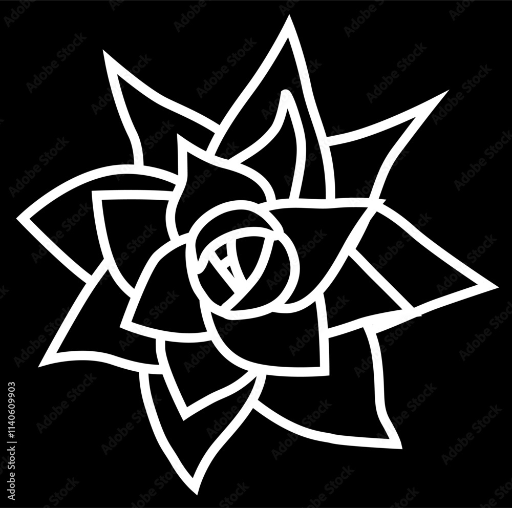 Aeonium mascaense view from top. Simple style vector illustration or icon. Succulent plant in black and white flat style. Useful for print and design Aeonium mascaense view from top. Simple style vector illustration or icon. Succulent plant in black and white flat style. Useful for print and design