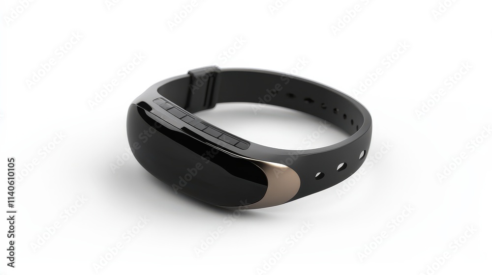 Modern black fitness tracker with sleek design on white background Modern black fitness tracker with sleek design on white background