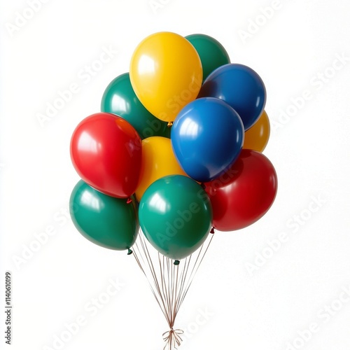Colorful balloons in bright hues gathered together for festive occasions and ...